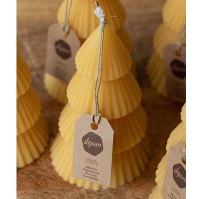 Bijenwaskaars in vorm Kerstboom - 1 kaars