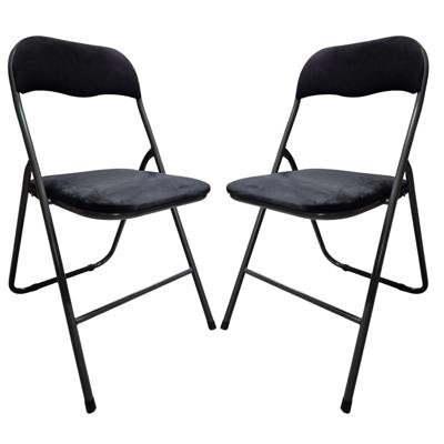 Klapstoel met fluweel zitting - zwart/antraciet - 44 x 48 x 79 cm