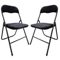 Klapstoel met fluweel zitting - zwart/antraciet - 44 x 48 x 79 cm