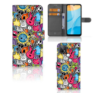 OPPO A15 Wallet Case met Pasjes Punk Rock