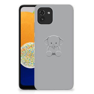 Samsung Galaxy A03 Telefoonhoesje met Naam Grijs Baby Olifant