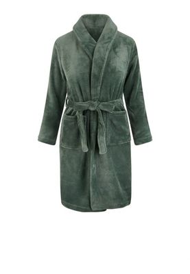 Relax Company Olijf groene fleece kinderbadjas met naam borduren