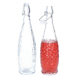 Alessandro Beugelfles/weckfles - 2x - gedecoreerd glas - transparant - luchtdicht - 1 liter