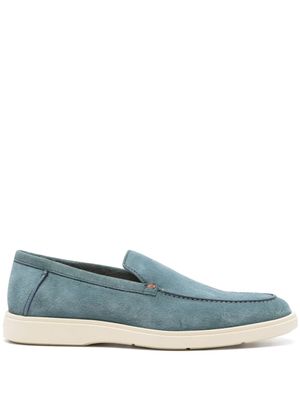 Santoni mocassins en daim à bout amande - Bleu