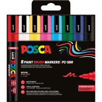 Uni Posca paintmarker PC-5BR, 1 - 4 mm, penseel punt, blister van 8 stuks
