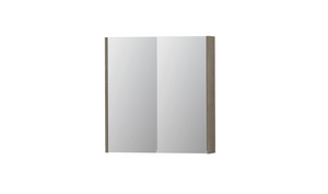 INK SPK2 spiegelkast met 2 dubbelzijdige spiegeldeuren, 2 verstelbare glazen planchetten, stopcontact en schakelaar 70 x 14 x 73 cm, greige eiken