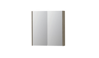INK SPK2 spiegelkast met 2 dubbelzijdige spiegeldeuren, 2 verstelbare glazen planchetten, stopcontact en schakelaar 70 x 14 x 73 cm, greige eiken