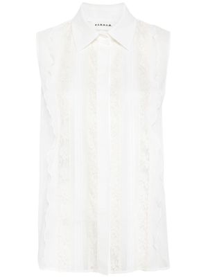 P.A.R.O.S.H. blouse sans manches à empiècements en dentelle - Blanc