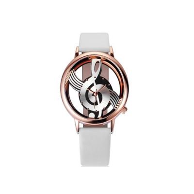 Muzikale notatie vormige Dial lederen riem quartz horloge voor vrouwen/mannen (Rose Gold leucorrhea)
