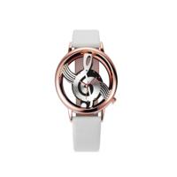 Muzikale notatie vormige Dial lederen riem quartz horloge voor vrouwen/mannen (Rose Gold leucorrhea)