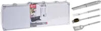 BARBECUEGEREEDSCHAPSET RVS 4 DLG, IN ALUMINIUM KOFFER 46X16X8CM