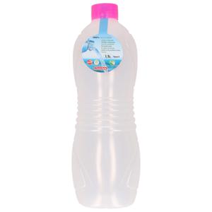 Drinkfles/waterfles/bidon - 1500 ml - transparant/roze dop - kunststof