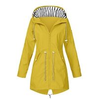 Dames Regenjas Buiten Trekkoord Effen Kleur Zonbescherming Modieus Normale pasvorm bovenkleding Lange mouw Herfst Marine S Lightinthebox - thumbnail