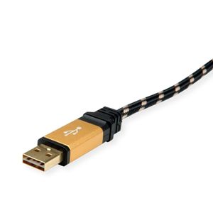 ROLINE GOLD USB 2.0 Kabel, USB A Male reversible - USB C 90° Male, 0,8 m