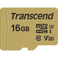 Transcend Premium 500S microSDHC-kaart 16 GB Class 10, UHS-I, UHS-Class 3, v30 Video Speed Class Incl. SD-adapter - thumbnail