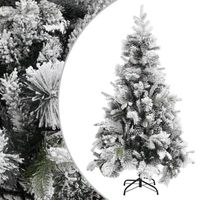 vidaXL Kerstboom met dennenappels en sneeuw 195 cm PVC en PE - thumbnail