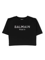 Balmain Kids t-shirt en coton à logo strassé - Noir