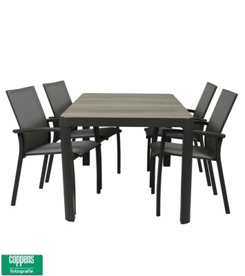 Qopps Queens tuintafel 161 met 4 Tampa dining tuinstoelen