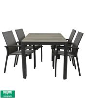 Qopps Queens tuintafel 161 met 4 Tampa dining tuinstoelen