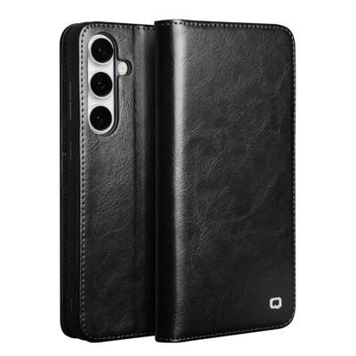 Qialino Samsung Galaxy S25 FE hoesje - Leren bookcase - Zwart