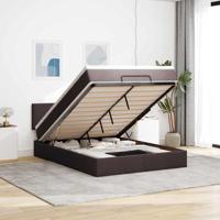 Ottoman bed met matras en LED's 140x200cm stof donkerbruin