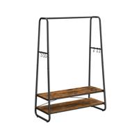 Kledingrek met 2 planken en 6 haken, Vintagebruin + zwart / 100B cm