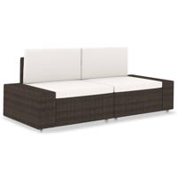 Tweezitsbank sectioneel poly rattan bruin