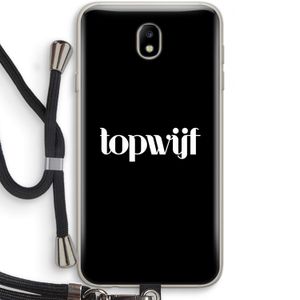 Topwijf Zwart: Samsung Galaxy J7 (2017) Transparant Hoesje met koord