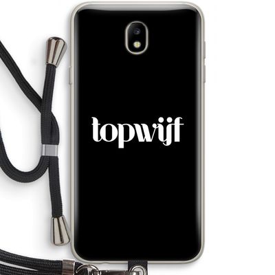 Topwijf Zwart: Samsung Galaxy J7 (2017) Transparant Hoesje met koord