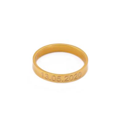 Gegraveerde eigen tekst ring - Stainless steel - Goud - Ringmaat 19