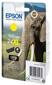 Epson Elephant Singlepack Yellow 24XL Claria Photo HD Ink