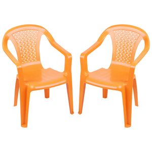 Sunnydays Kinderstoel - 2x - oranje - kunststof - buiten/binnen - L37 x B35 x H52 cm - tuinstoelen - Kinderstoelen