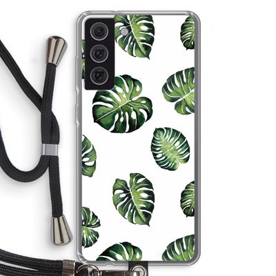 Tropische bladeren: Samsung Galaxy S21 FE Transparant Hoesje met koord
