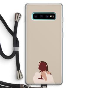 I drink wine: Samsung Galaxy S10 Plus Transparant Hoesje met koord