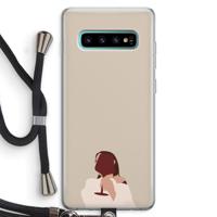 I drink wine: Samsung Galaxy S10 Plus Transparant Hoesje met koord - thumbnail