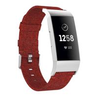 Geweven Vanvas Nylon pols Band Watch Band voor Fitbit Charge 3 (donkerrood)