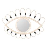 Rotan wandspiegel oog - naturel - rotan - 40 x 28,5 cm - bohemian stijl Rotan wandspiegel oog - naturel - rotan - 40 x 28,5 cm - bohemian stijl