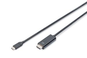 Digitus AK-300330-020-S USB-C-displaykabel USB-C / HDMI Adapterkabel USB-C stekker, HDMI-A-stekker 2.00 m Zwart Afgeschermd, Afgeschermd (dubbel)