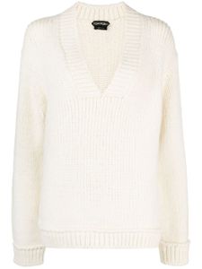 TOM FORD pull en laine à col v - Blanc