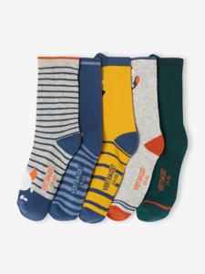 Set van 5 paar "monstersokken" voor jongens marineblauw