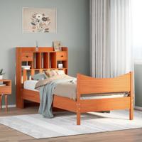Bedframe zonder matras massief grenenhout wasbruin 75x190 cm