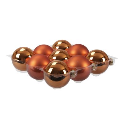 9x Glazen Kerstballen Mat/glans Goudsbloem Oranje 10 Cm - Kerstbal 9x Glazen Kerstballen Mat/glans Goudsbloem Oranje 10 Cm - Kerstbal