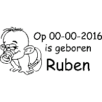 Baby met speen en naam - Muursticker