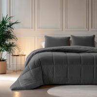 Lazy Dekbed Velvet Effen 240x200 Cm Antraciet Warmteklasse 3 (lente Herfst) & Anti Allergie & Anti Huisstofmijt & Zacht Sleeptime -