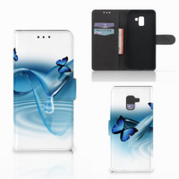 Samsung Galaxy A8 Plus (2018) Telefoonhoesje met Pasjes Vlinders - thumbnail
