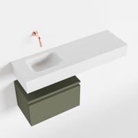 Toiletmeubel Mondiaz Andor | 100 cm | Meubelkleur Army | Lex vrijhangend wastafel Talc Links | Zonder kraangat