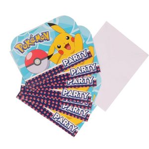 8x Pokemon themafeest uitnodingen/kaarten