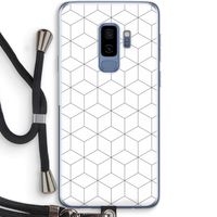 Zwart-witte kubussen: Samsung Galaxy S9 Plus Transparant Hoesje met koord