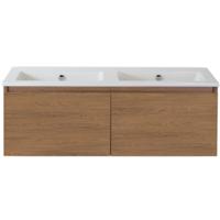 Frozen Badmeubelset 120 cm - Greeplijst in Kleur - Honey - Keramische Wastafel Wit Zonder Kraangat