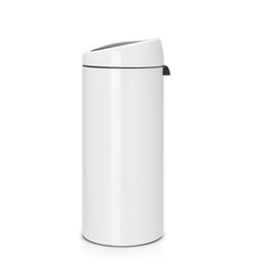 Brabantia Touch Bin, 30L Rond Kunststof, Roestvrijstaal Wit